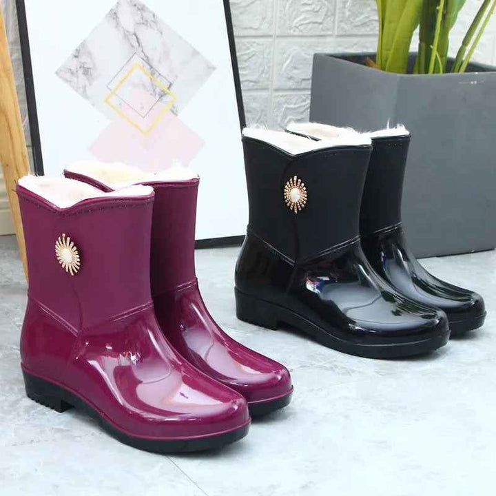 Bottes de Pluie Femme Imperméables en PVC avec Doublure en Polaire et Semelle Antidérapante - Confort Optimal et Protection 3