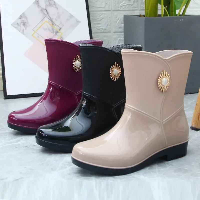 Bottes de Pluie Femme Imperméables en PVC avec Doublure en Polaire et Semelle Antidérapante - Confort Optimal et Protection 4