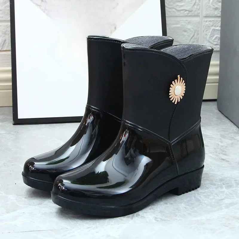 Bottes de Pluie Femme Imperméables en PVC avec Doublure en Polaire et Semelle Antidérapante - Confort Optimal et Protection 6