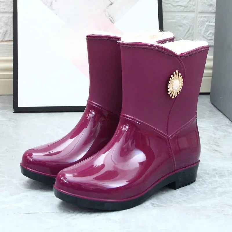 Bottes de Pluie Femme Imperméables en PVC avec Doublure en Polaire et Semelle Antidérapante - Confort Optimal et Protection 7