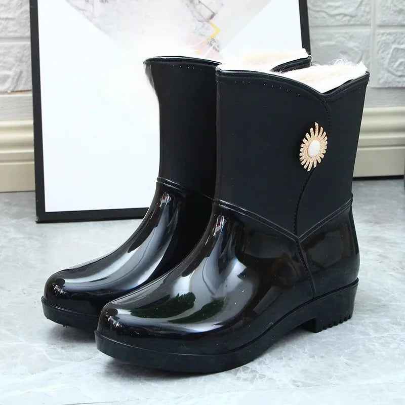 Bottes de Pluie Femme Imperméables en PVC avec Doublure en Polaire et Semelle Antidérapante - Confort Optimal et Protection 8