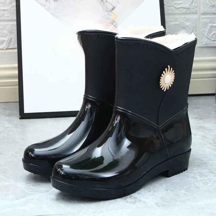 Bottes de Pluie Femme Imperméables en PVC avec Doublure en Polaire et Semelle Antidérapante - Confort Optimal et Protection 8