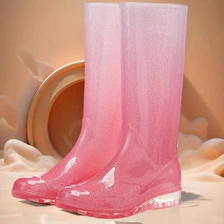 Bottes de Pluie Femme en PVC Imperméable Dégradé Rose à Blanc – Confort et Semelle Antidérapante 4