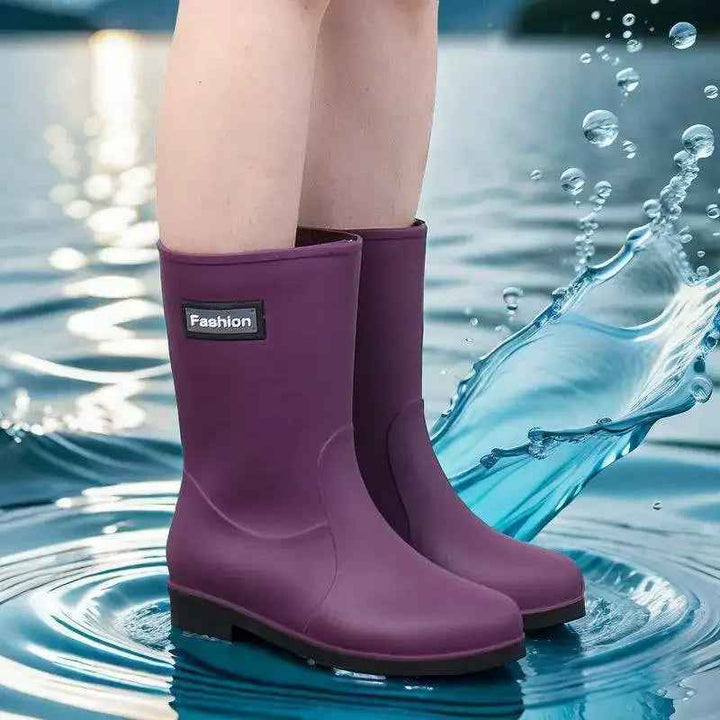 Bottes de Pluie Mi-Mollet Femme en PVC Imperméable Antidérapant - Confort et Style 1