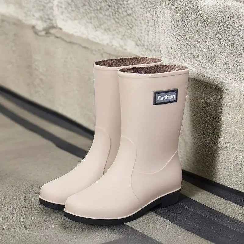 Bottes de Pluie Mi-Mollet Femme en PVC Imperméable Antidérapant - Confort et Style 3