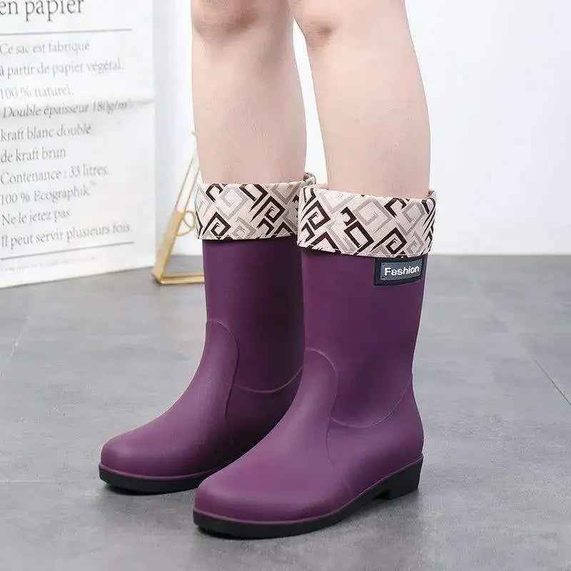 Bottes de Pluie Mi-Mollet Femme en PVC Imperméable Antidérapant - Confort et Style 7