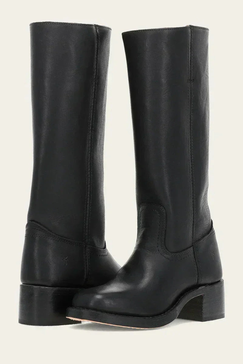 Bottes en Cuir Noires Femme avec Talon Bloc – Élégantes et Durables pour Hiver et Automne 6