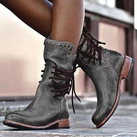 Bottes en Cuir Vintage pour Femmes – Élégantes et Confortables en Marron 1