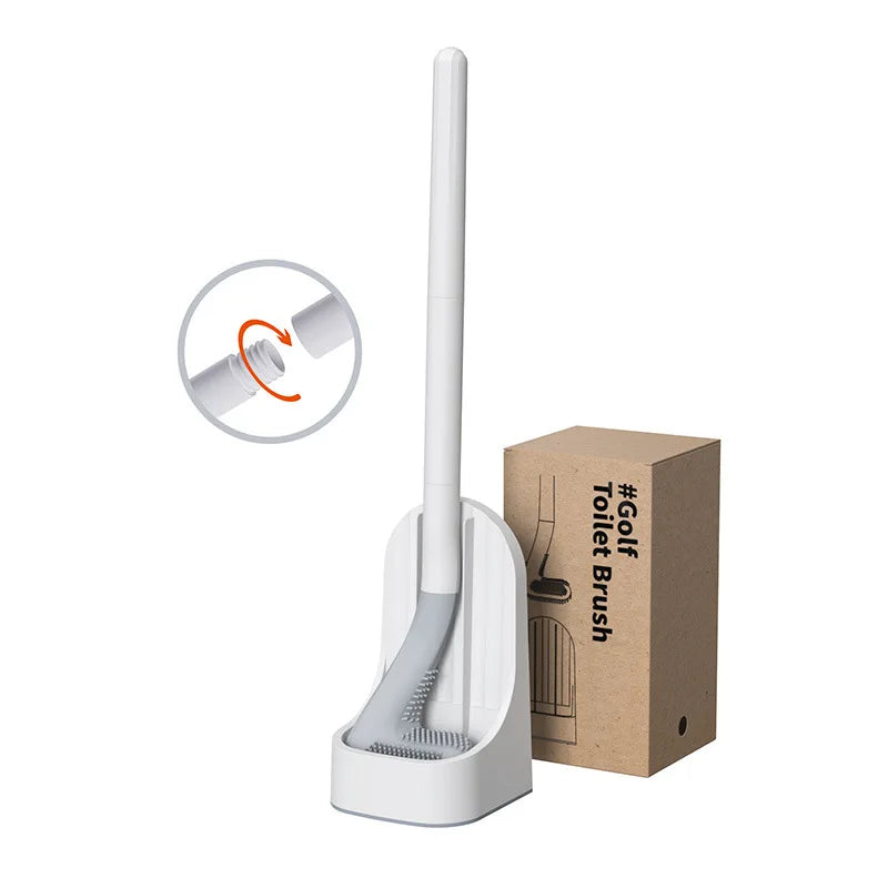 Brosse de Nettoyage Salle de Bain avec Poignée Amovible et Tête en Caoutchouc Souple - Outil Pratique pour Coins Difficiles 0