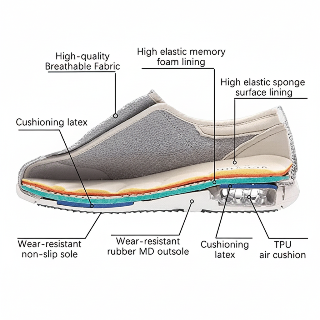 Wide Walking Shoes Mens Slip On Memory Foam Comfort Shoes