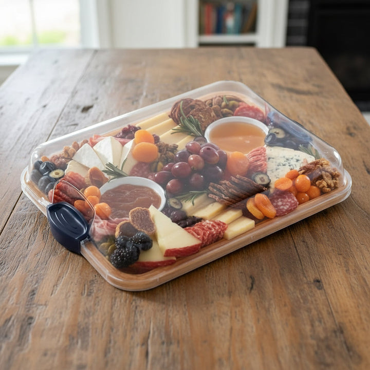 Tagliere Vassoio per Salumi in Bambù con Coperchio Bloccatore