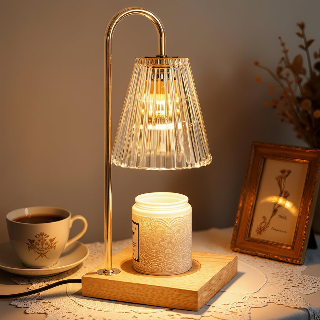 Candle Warmer Lamp Electric Dimmable Glass Shade Desk Light