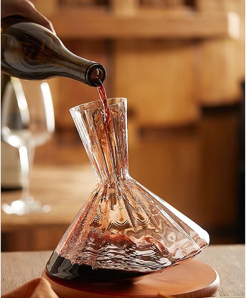 Carafe à Vin Rotative avec 2 Verres – Carafe à Décanter pour Aération Optimale du Vin Rouge et Blanc en Verrerie de Qualité Supérieure 0