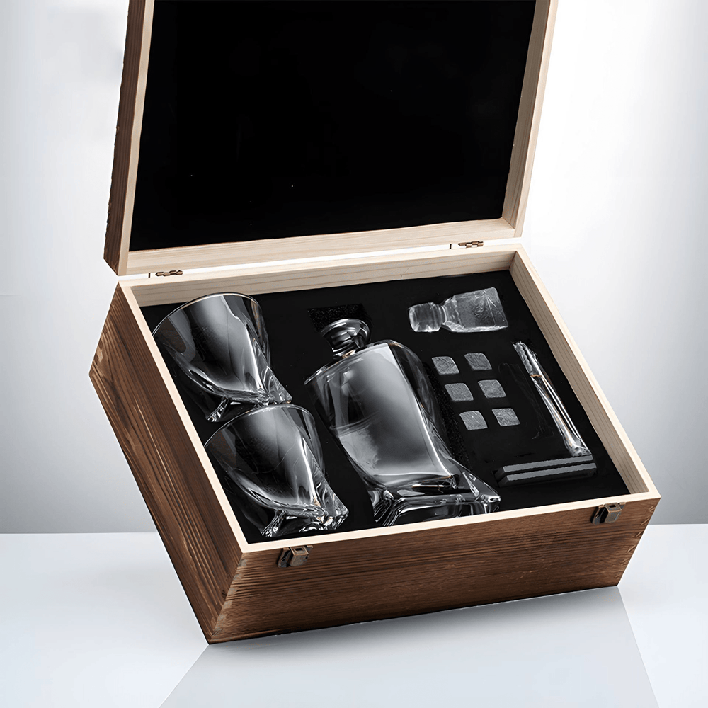 Carafe à Whisky en Cristal 850 ml avec 2 Verres et 8 Pierres de Refroidissement – Ensemble Élégant pour Dégustation de Whisky 1