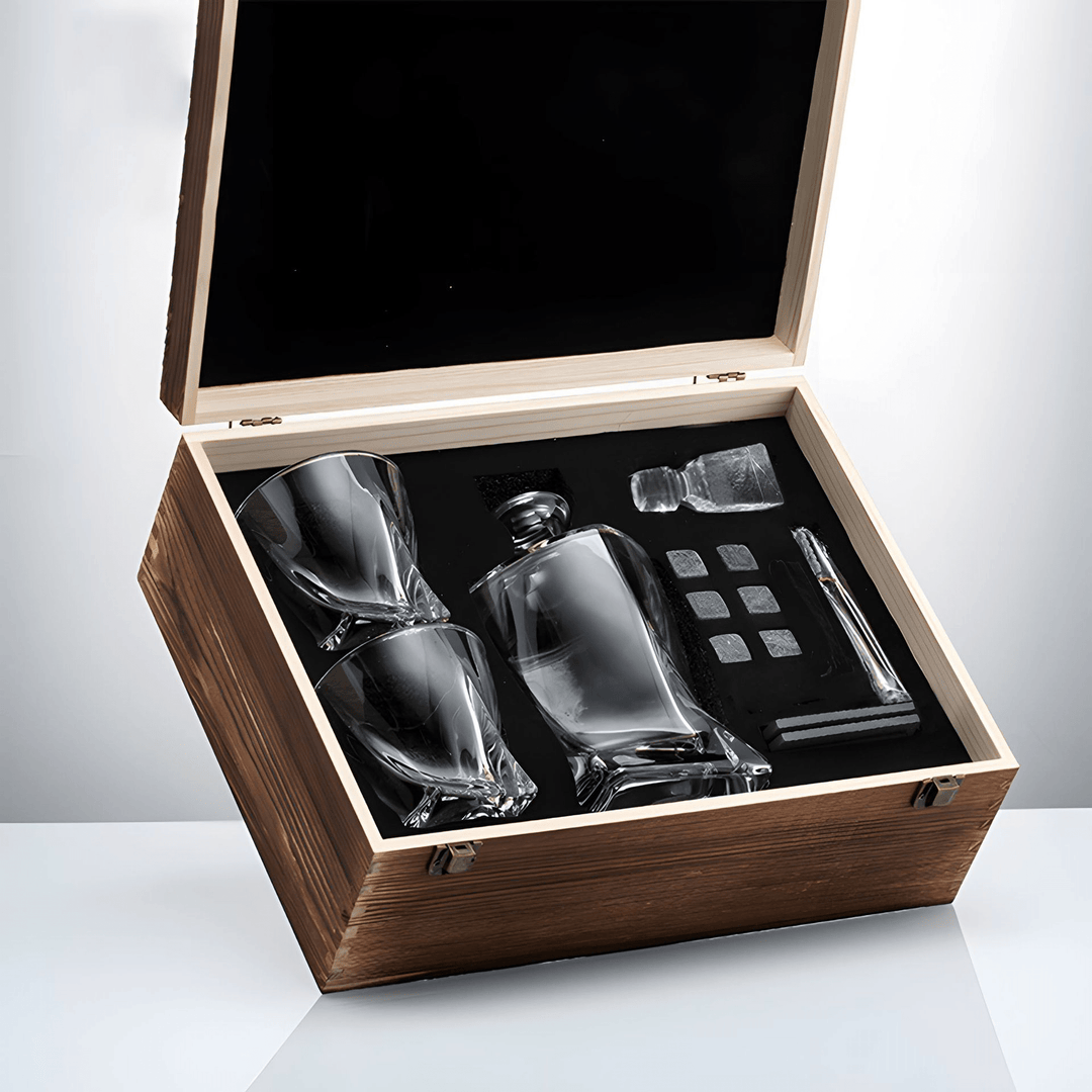 Carafe à Whisky en Cristal 850 ml avec 2 Verres et 8 Pierres de Refroidissement – Ensemble Élégant pour Dégustation de Whisky 1