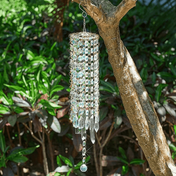 Carillon Éolien en Cristal AuraHarmony avec Feuilles en Métal – Design Élégant et Apaisant 2