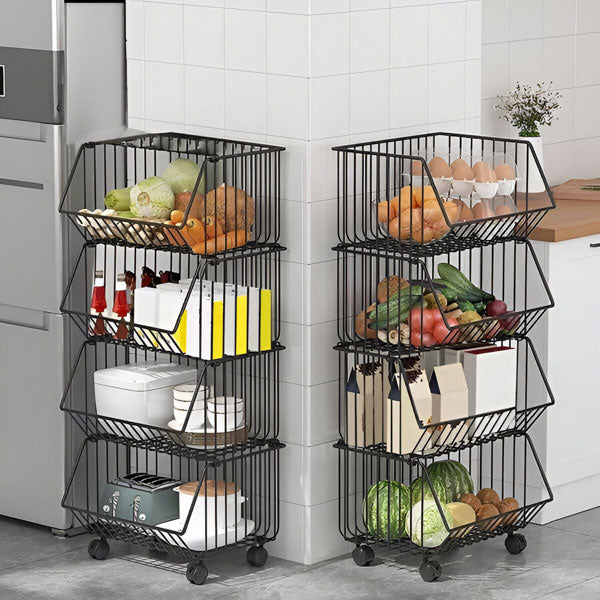 Chariot de Service à 3 Niveaux en Métal Pratique et Mobile – Idéal pour Cuisine et Bureau 0