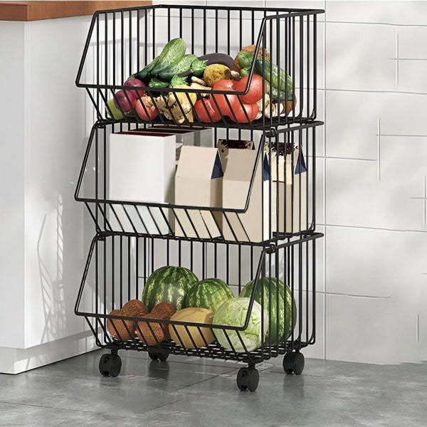 Chariot de Service à 3 Niveaux en Métal Pratique et Mobile – Idéal pour Cuisine et Bureau 2