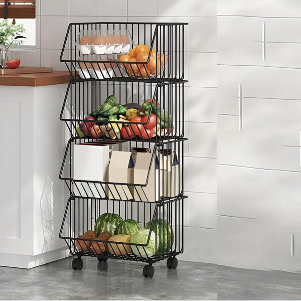 Chariot de Service à 3 Niveaux en Métal Pratique et Mobile – Idéal pour Cuisine et Bureau 3