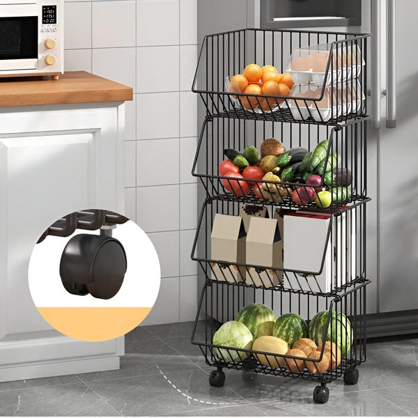 Chariot de Service à 3 Niveaux en Métal Pratique et Mobile – Idéal pour Cuisine et Bureau 5