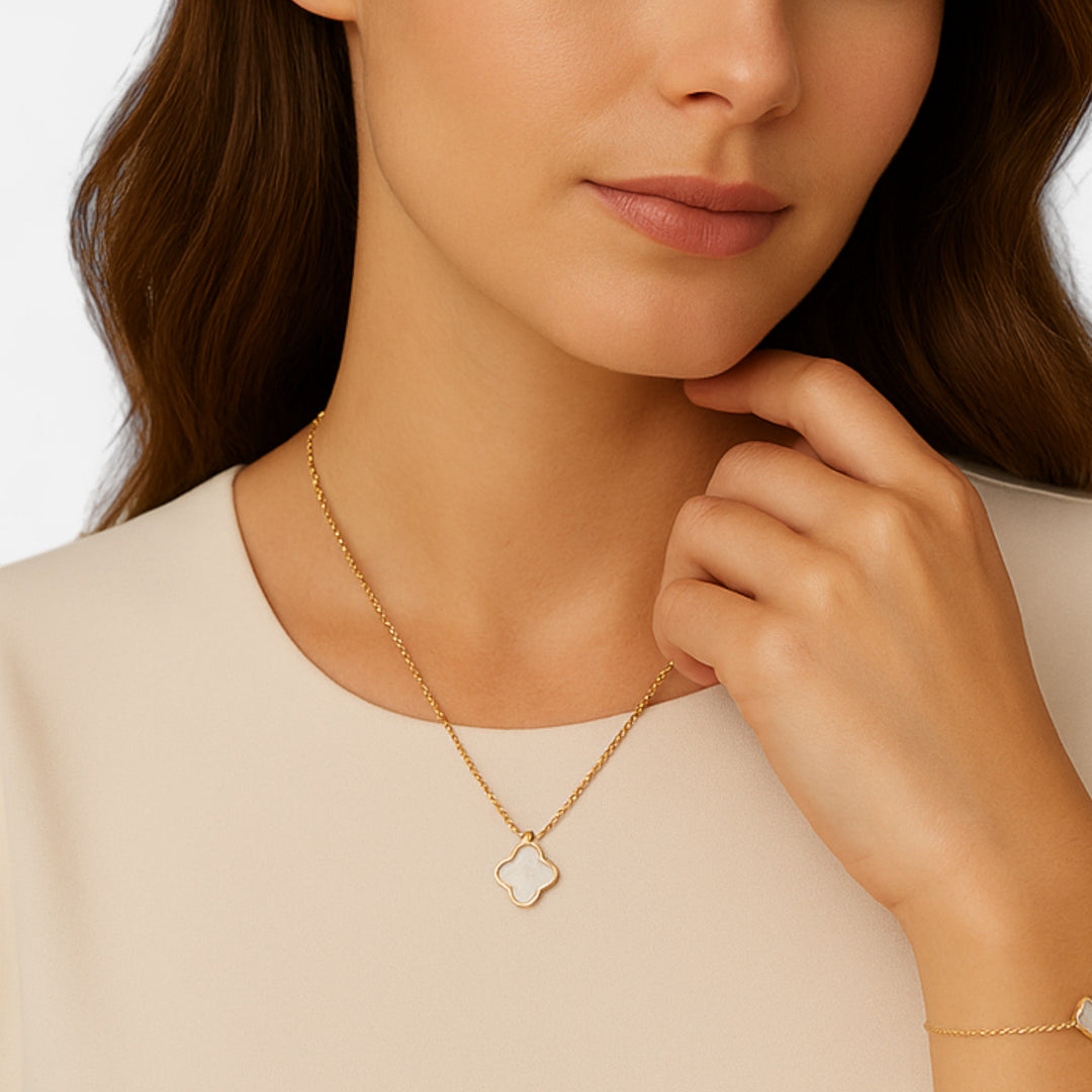 Celzoir | Collier Trèfle Élégance Perle Or ou Argent