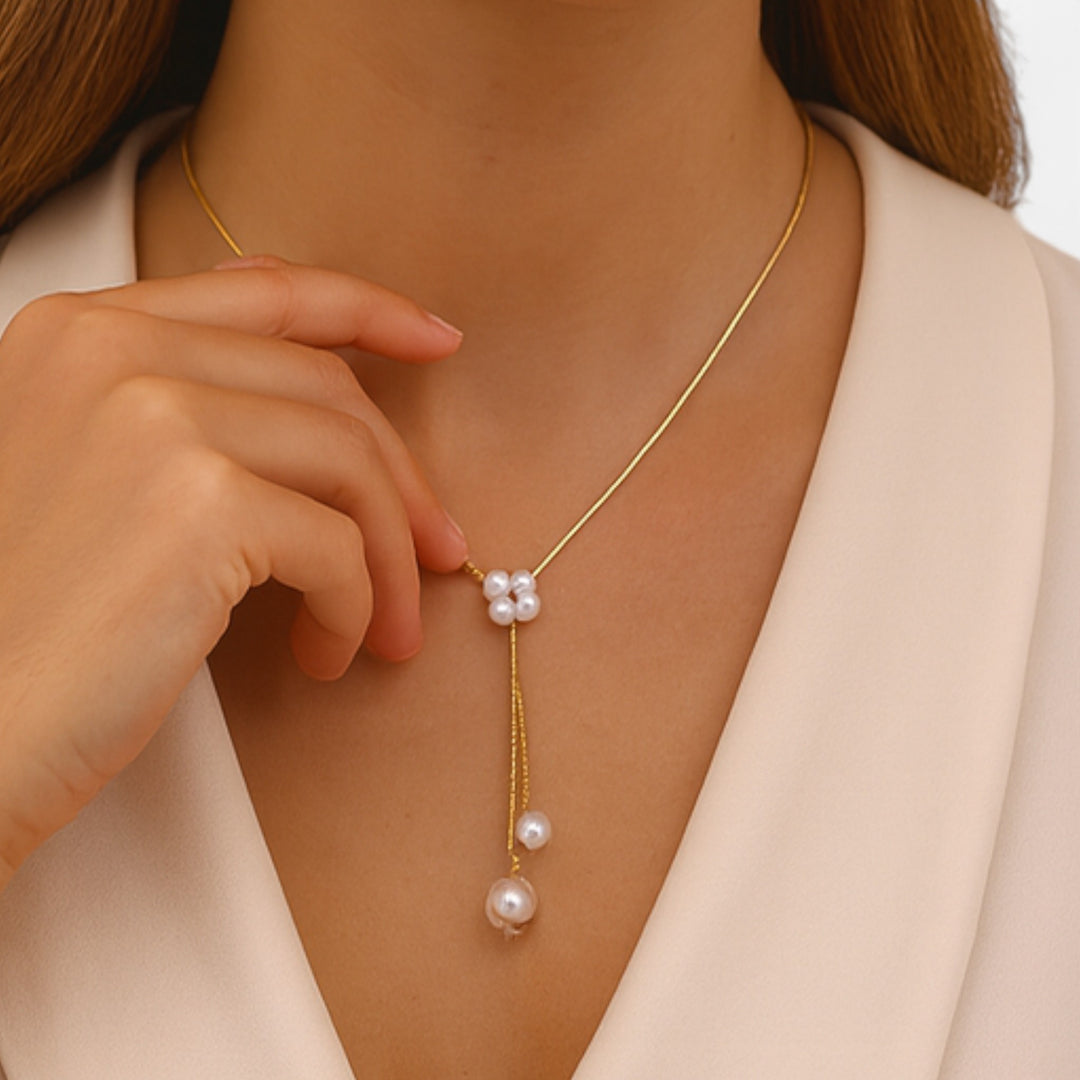 Celzoir | Collier Femme Perles et Chaîne Or