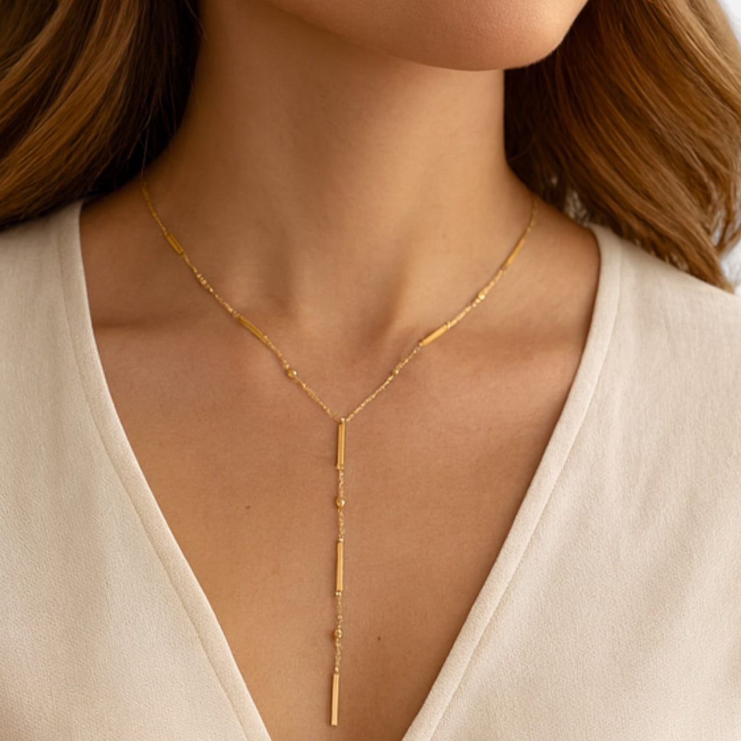 Celzoir | Collier Chaîne Perles et Barres Or