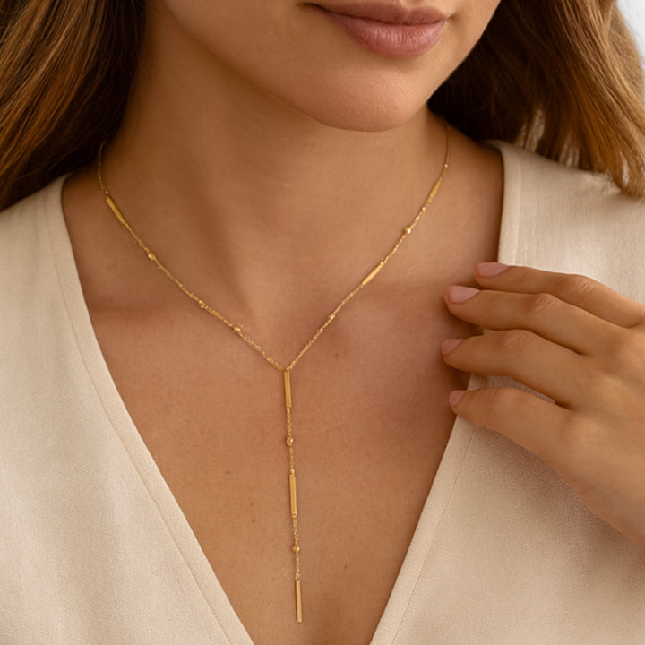 Celzoir | Collier Chaîne Perles et Barres Or