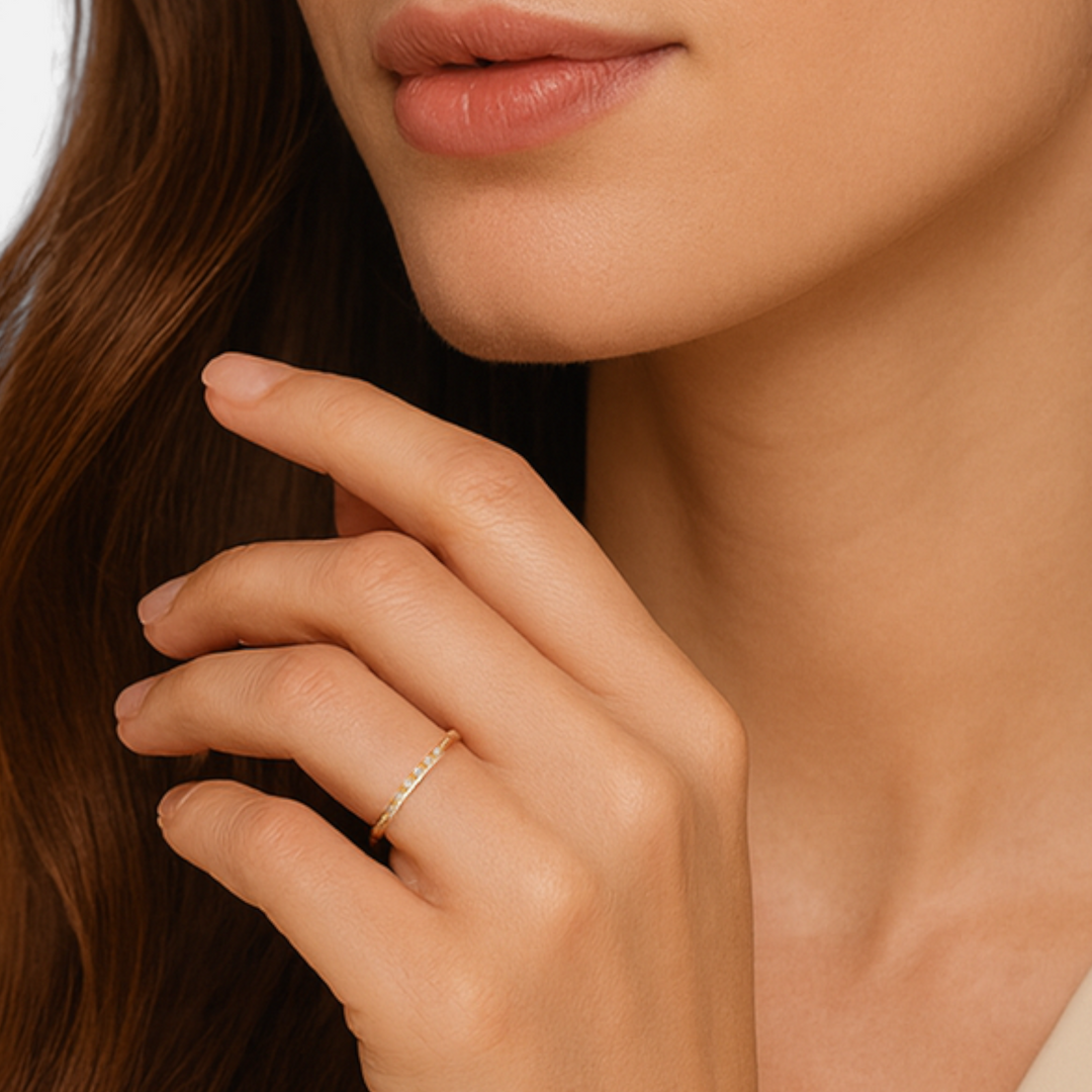Celzoir | Bague Minimaliste Femme Zircones Scintillantes