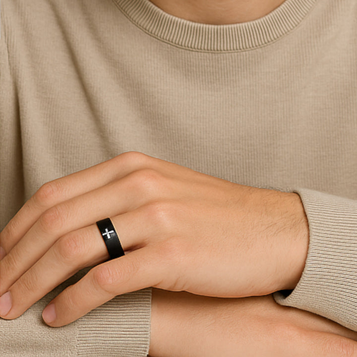 Celzoir | Bague Homme Croix Acier Européenne
