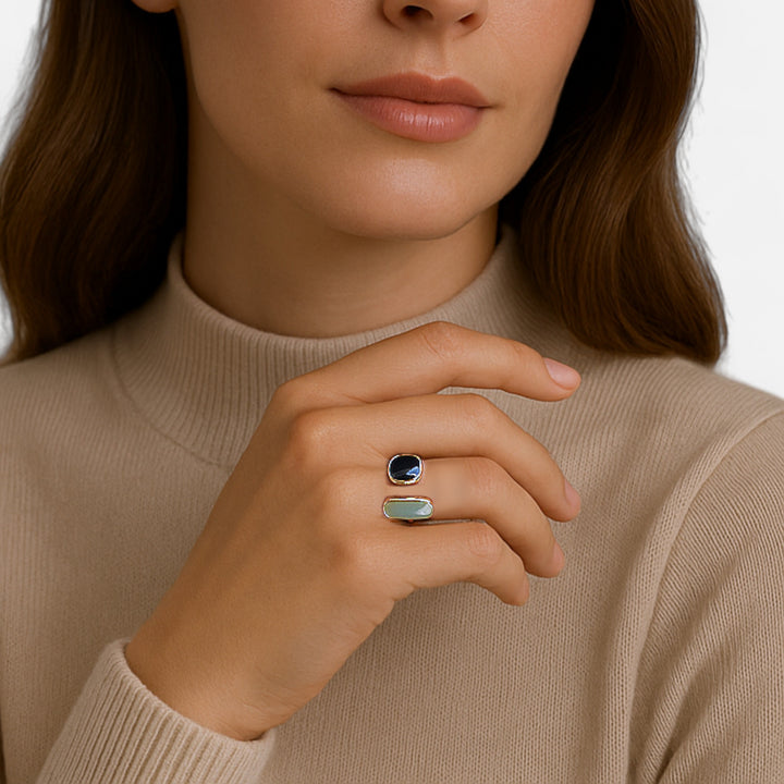 Celzoir | Bague Femme Aigue-Marine Enroulée Dorée