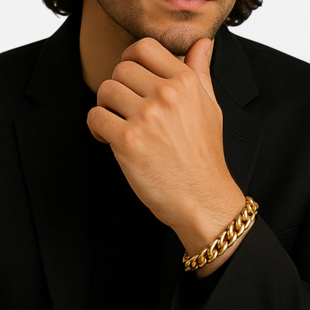 Celzoir | Men's Elegant Mesh Bracelet in Gold Steel