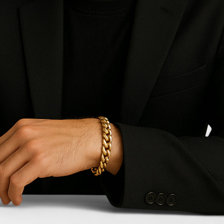 Celzoir | Men's Elegant Mesh Bracelet in Gold Steel
