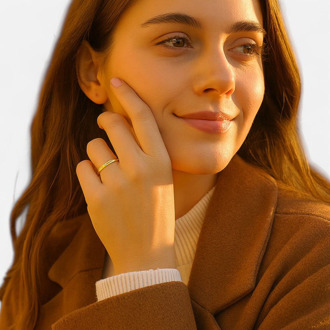Celzoir | Women's Open Ring Crystal Heritage Style Gold