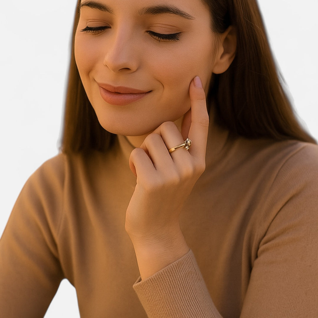 Celzoir | Women's Gold Ring in Sparkling Crystal Steel