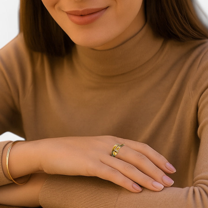 Celzoir | Women's Gold Ring in Sparkling Crystal Steel