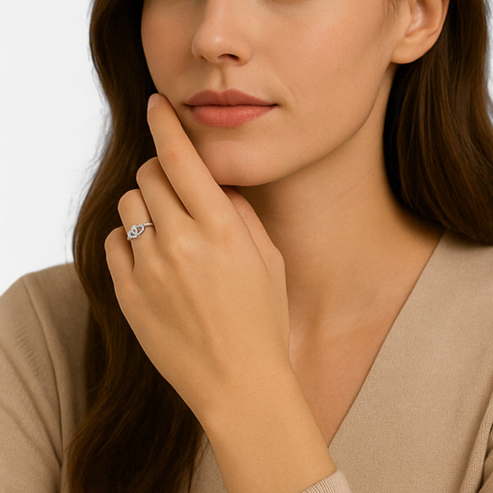 Celzoir | Bague Classy Femme Deux Cœurs en Argent – Élégance Romantique et Raffinement Intemporel