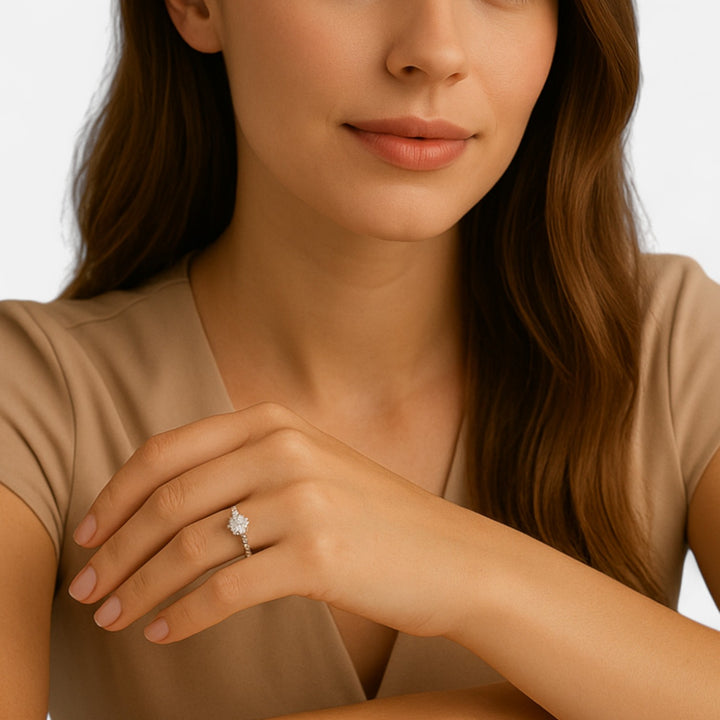 Celzoir | Bague Classy Femme en Argent avec Zircon Carré – Élégance Intemporelle et Raffinement Moderne