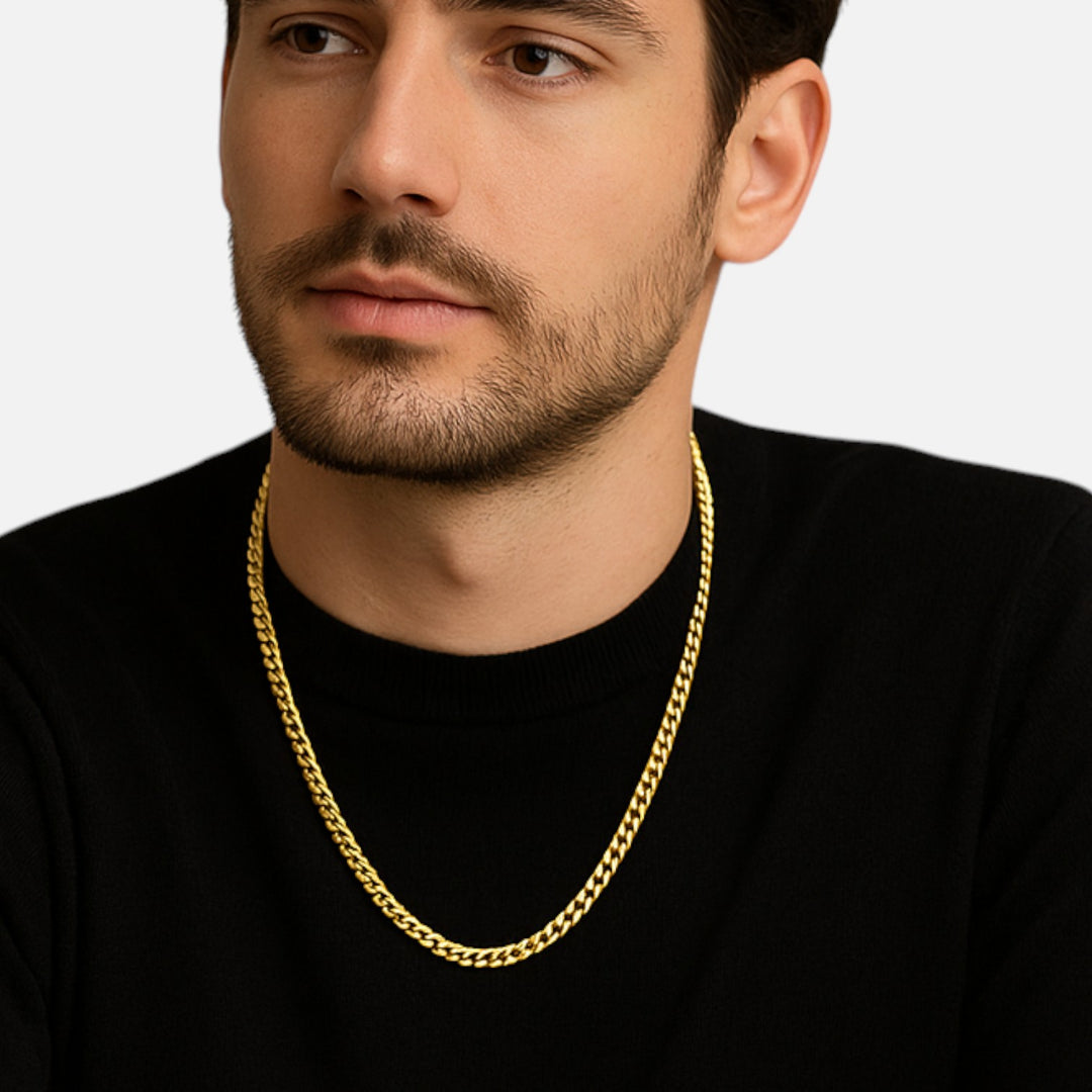 Celzoir | Collier Classy Homme à Maillons Cubains en Acier Inoxydable – Style Vintage et Finition Solide