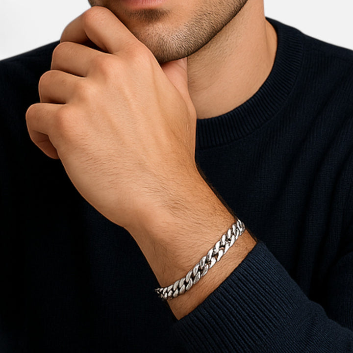 Celzoir | Bracelet Classy Homme à Maillons Cubains Miami en Acier Inoxydable – Chaîne Épaisse et Finition Polie