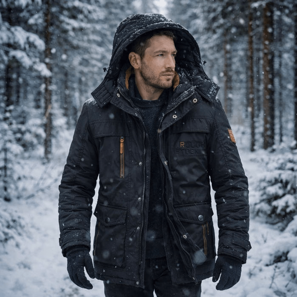 Winter Jacket Quilted Parka Hooded Windproof Outdoor Coat