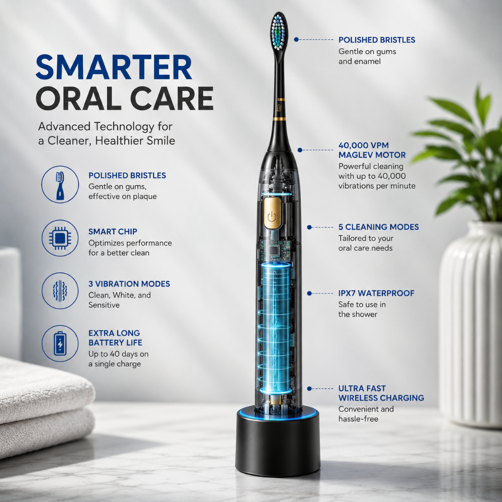 Electric Toothbrush Rechargeable Sonic Travel Case