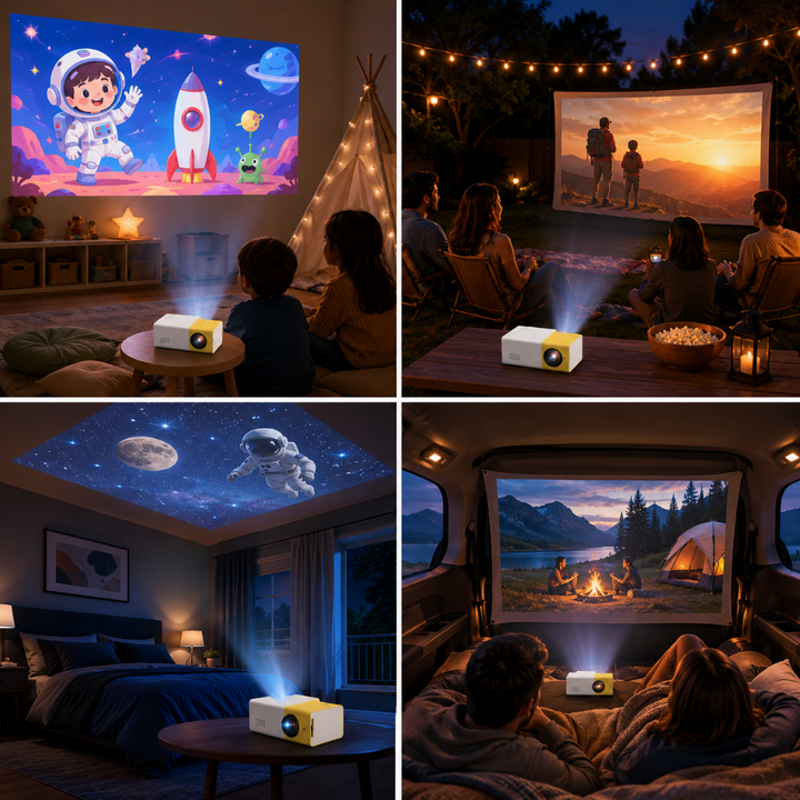 Portable Mini Projector 1080p Compact LED Battery
