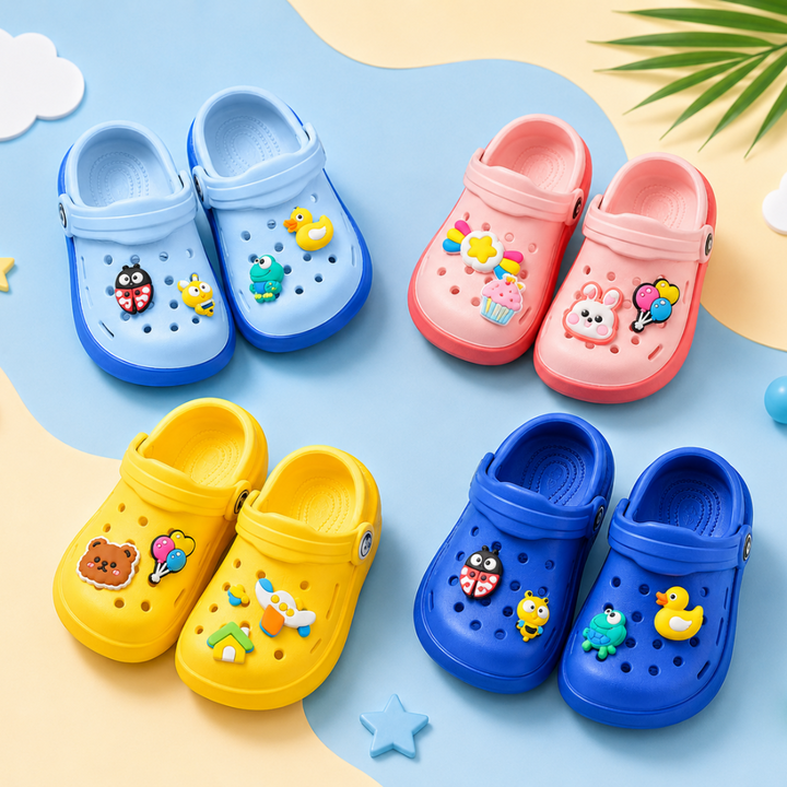 Children's Clogs Slip-On Footwear Fun Character Design