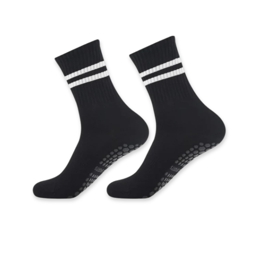 Chaussettes de yoga et de pilates antidérapantes à haute adhérence – Noires, confortables et flexibles 0