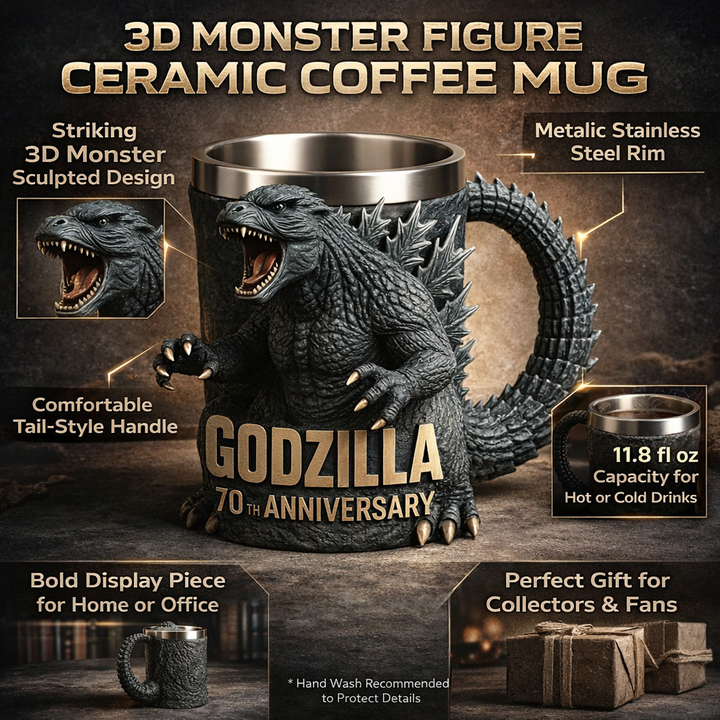 3D Monster Figure Ceramic Coffee Mug Sculpted Design