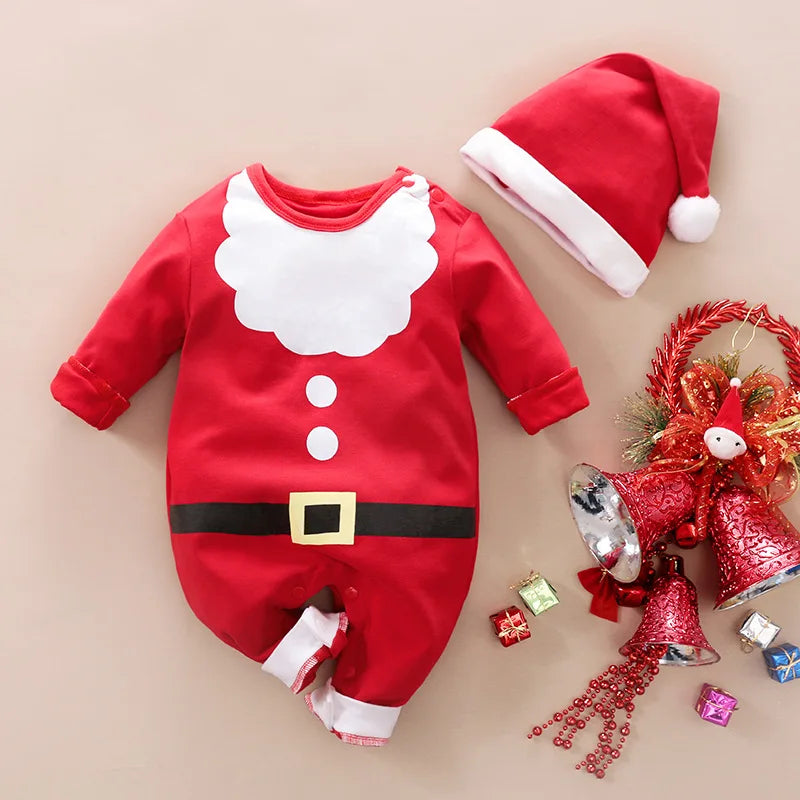 Costume de Noël en Coton Doux pour Bébé – Tenue Unisexe Idéale pour le Premier Noël, Confort et Style 0