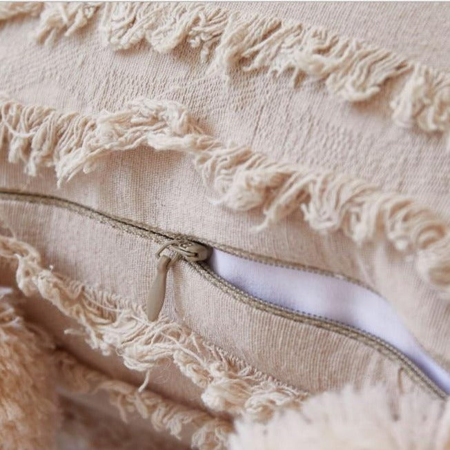 Coussins Décoratifs Doux avec Pompons pour Canapé – Style Rêveur en Lin et Coton, 45x45 cm 5