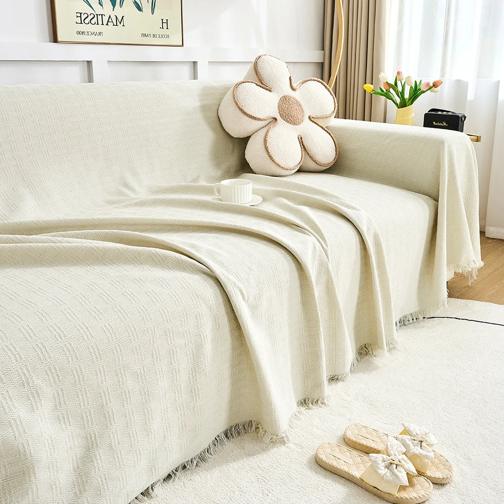 Couverture Canapé Réversible Extra Grande en Polyester et Coton – Élégante et Pratique pour 3 à 4 Places, Lavable en Machine 0