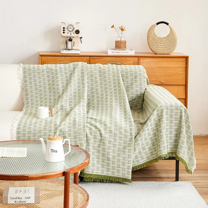 Couverture Canapé Réversible Extra Grande en Polyester et Coton – Élégante et Pratique pour 3 à 4 Places, Lavable en Machine 3